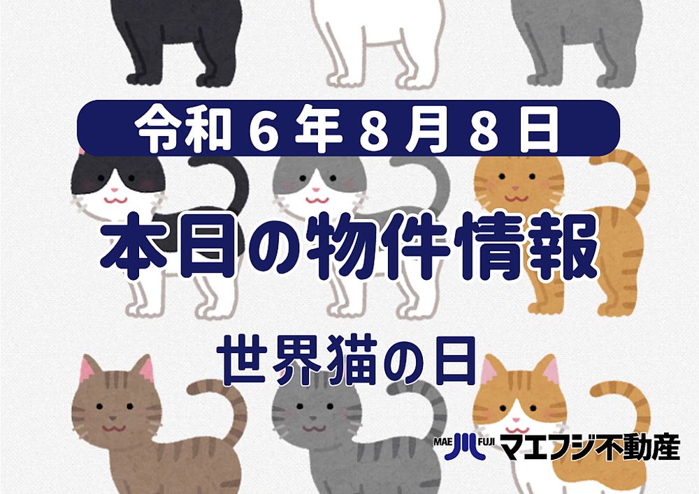 【8月8日】本日の物件情報【世界猫の日】